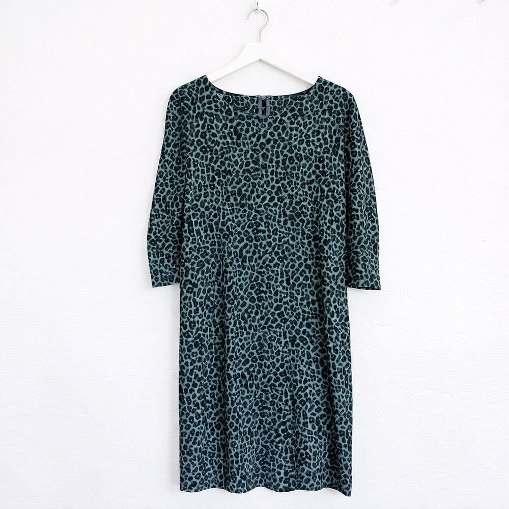 Talbots Gray Leopard Sheath Dress size 10
